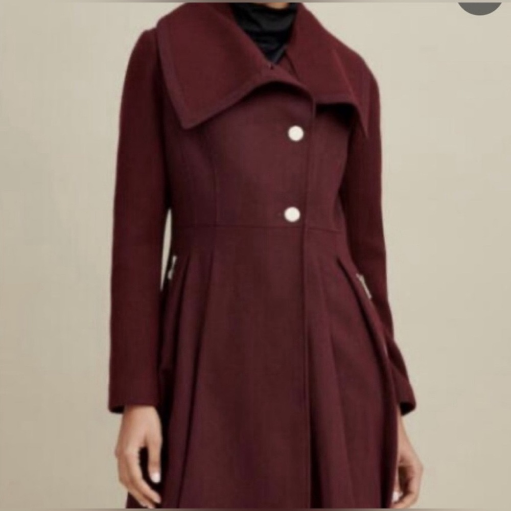 Guess Maroon Women’s long woollen Outerwear